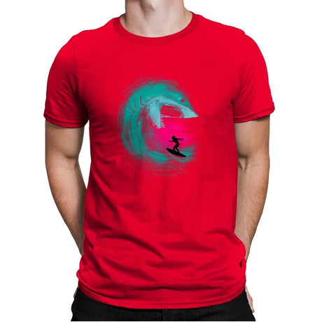 Shark Attack - Back to Nature - Mens Premium T-Shirts RIPT Apparel Small / Red