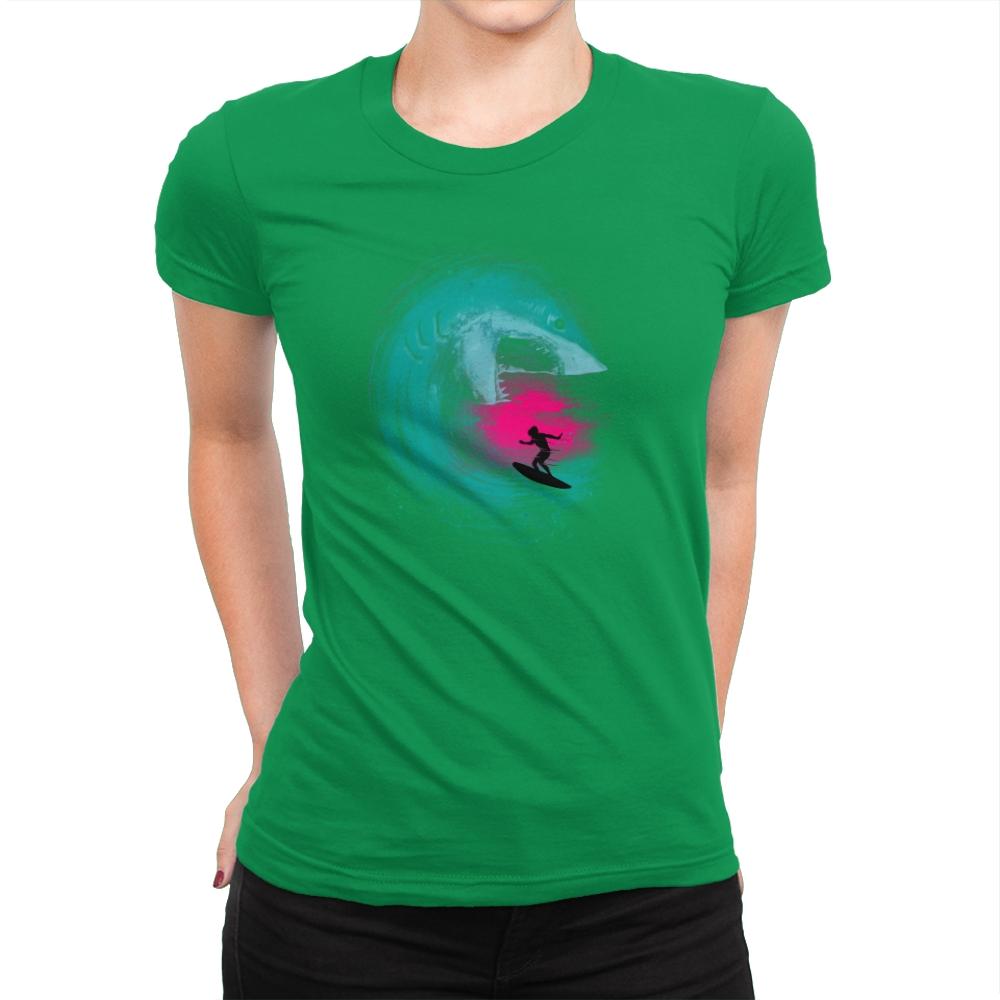 Shark Attack - Back to Nature - Womens Premium T-Shirts RIPT Apparel Small / Kelly Green