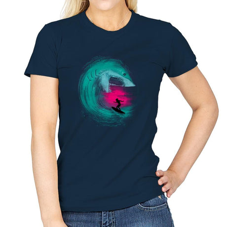 Shark Attack - Back to Nature - Womens T-Shirts RIPT Apparel Small / Navy
