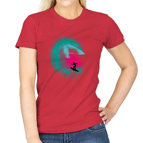 Shark Attack - Back to Nature - Womens T-Shirts RIPT Apparel Small / Red