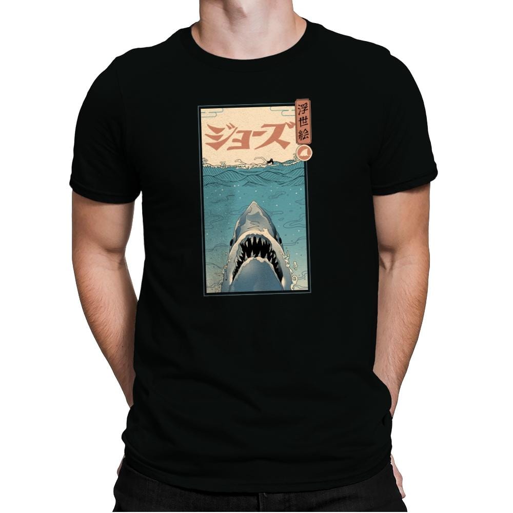 Shark Ukiyo-e - Mens Premium T-Shirts RIPT Apparel Small / Black