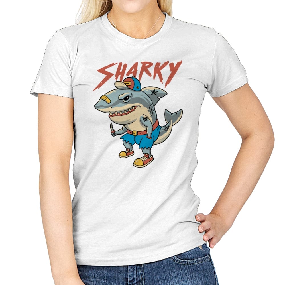 Sharky Boy - Womens T-Shirts RIPT Apparel Small / White