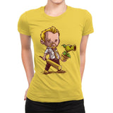Shaun vs Zombies - Art Attack - Womens Premium T-Shirts RIPT Apparel Small / Vibrant Yellow
