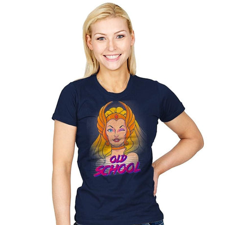 She-is old School - Womens T-Shirts RIPT Apparel Small / Navy