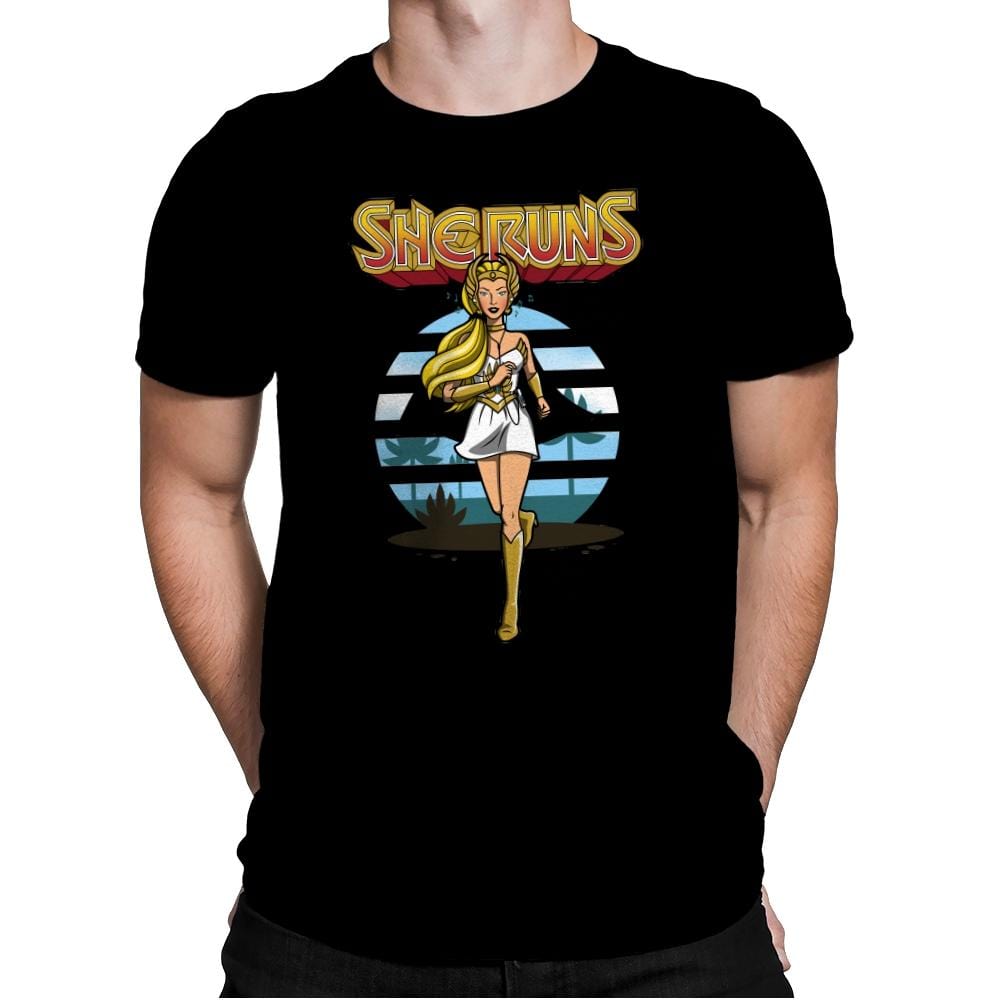 She Runs - Mens Premium T-Shirts RIPT Apparel Small / Banana Cream