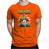 She Runs - Mens Premium T-Shirts RIPT Apparel Small / Classic Orange