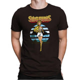 She Runs - Mens Premium T-Shirts RIPT Apparel Small / Dark Chocolate