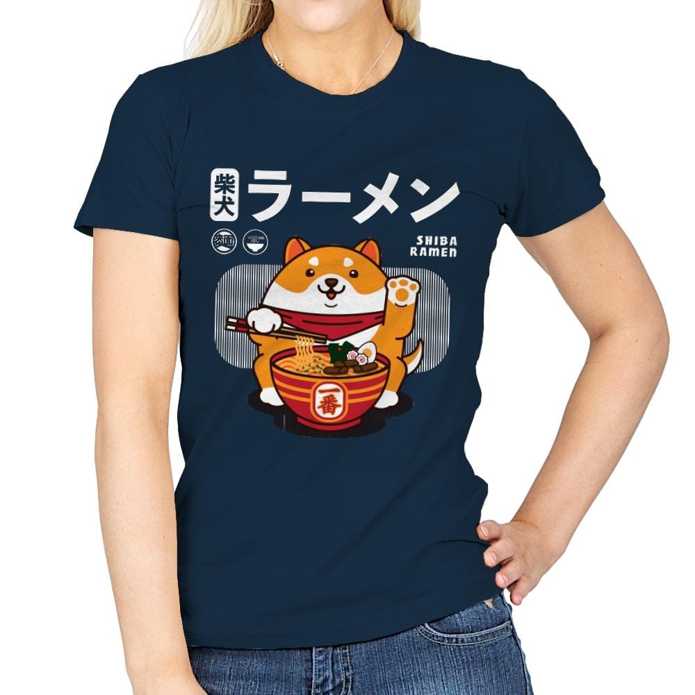 Shiba Ramen - Womens T-Shirts RIPT Apparel Small / Navy