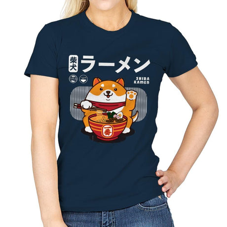 Shiba Ramen - Womens T-Shirts RIPT Apparel Small / Navy