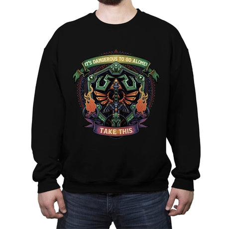 Shield and Sword - Crew Neck Sweatshirt Crew Neck Sweatshirt RIPT Apparel Small / Black