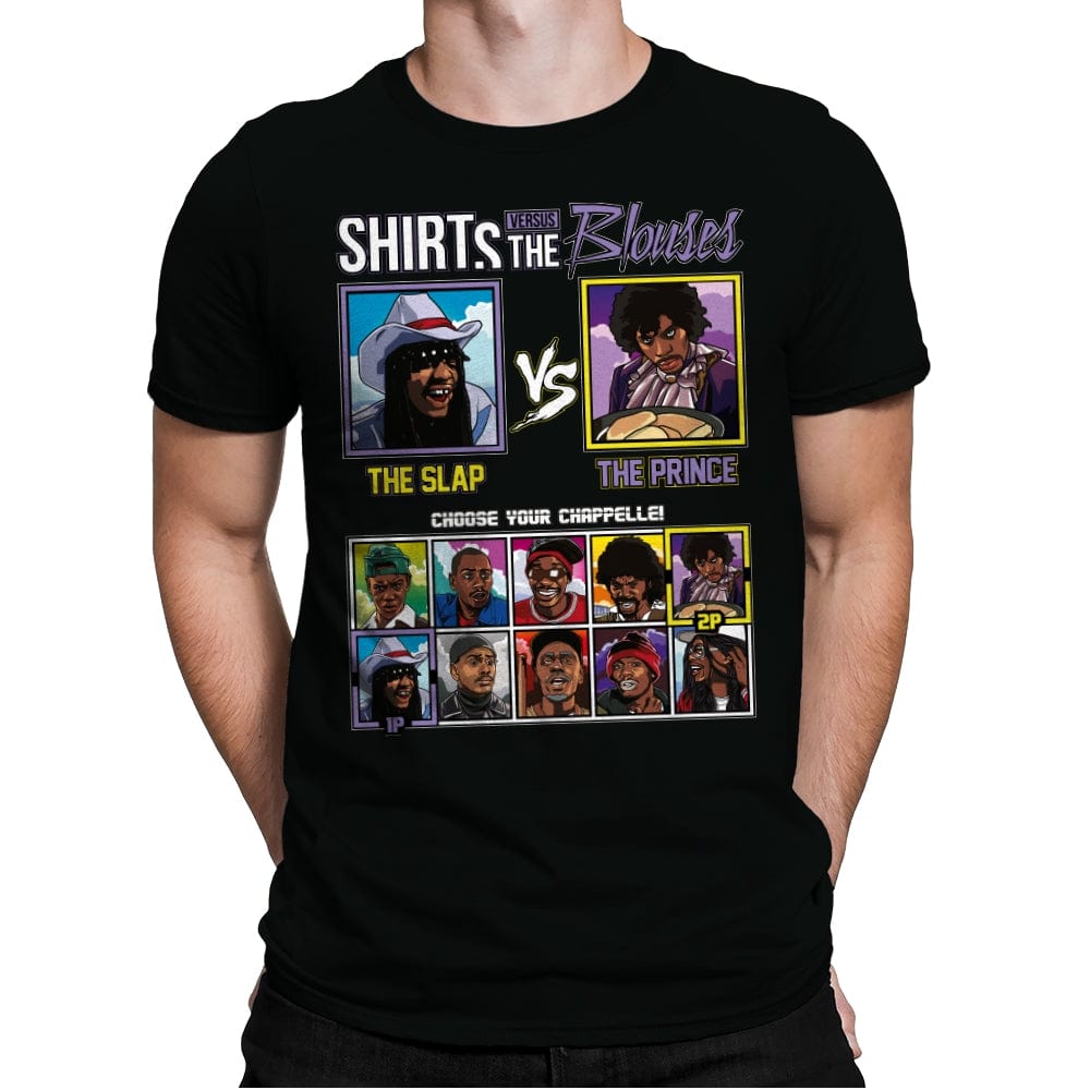 Shirts vs The Blouses - Retro Fighter Series - Mens Premium T-Shirts RIPT Apparel Small / Black