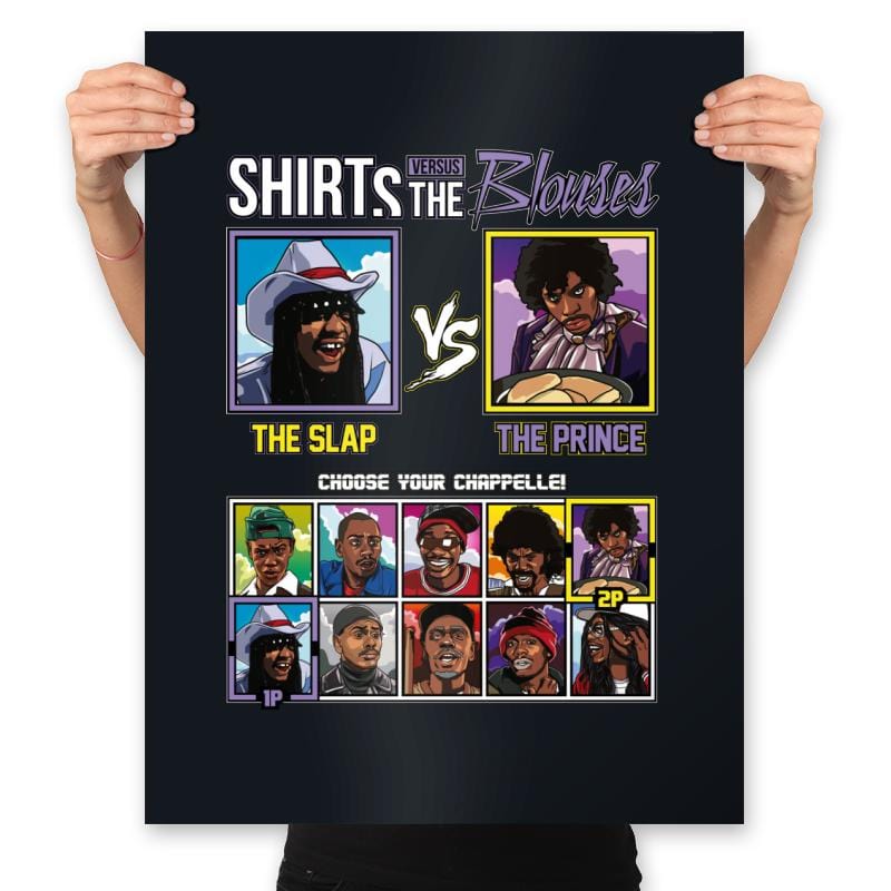 Shirts vs The Blouses - Retro Fighter Series - Prints Posters RIPT Apparel 18x24 / Black