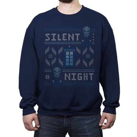 Silent Night - Ugly Holiday - Crew Neck Sweatshirt Crew Neck Sweatshirt RIPT Apparel Small / Navy