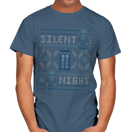 Silent Night - Ugly Holiday - Mens T-Shirts RIPT Apparel Small / Indigo Blue