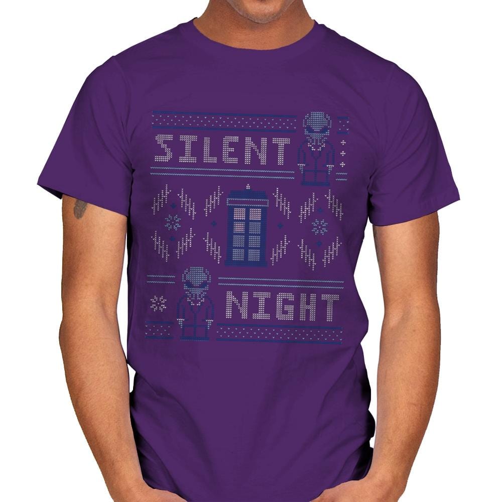 Silent Night - Ugly Holiday - Mens T-Shirts RIPT Apparel Small / Purple
