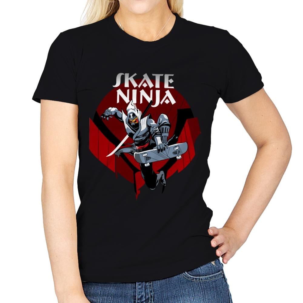 Skate Ninja - Womens T-Shirts RIPT Apparel Small / Black