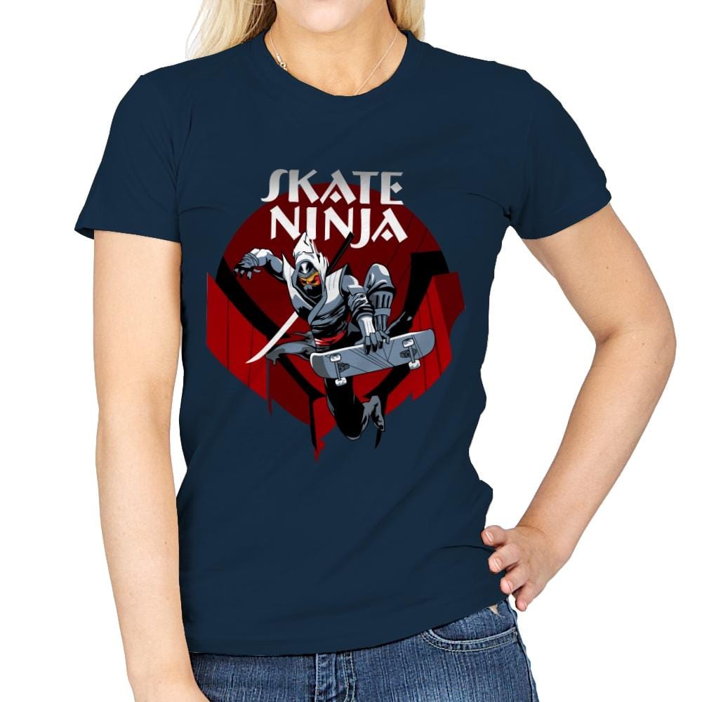 Skate Ninja - Womens T-Shirts RIPT Apparel Small / Navy
