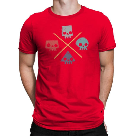 Skull Shapes - Mens Premium T-Shirts RIPT Apparel Small / Red