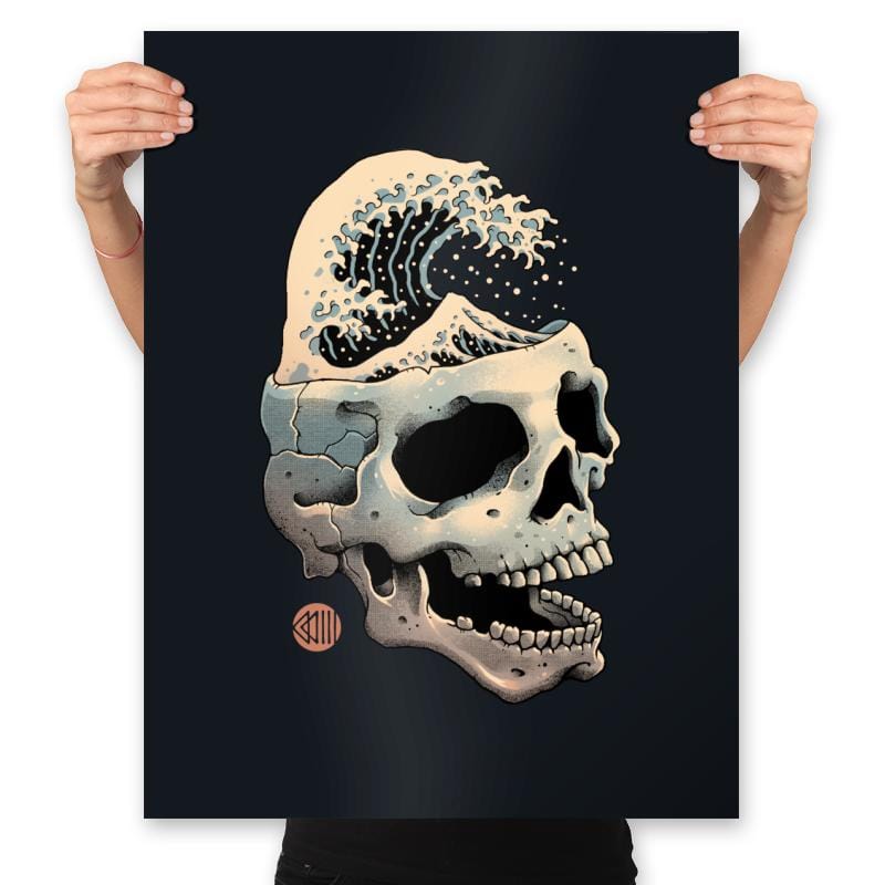 Skull Wave - Prints Posters RIPT Apparel 18x24 / Black