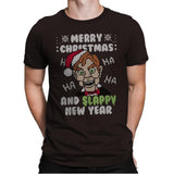 Slappy New Year! - Ugly Holiday - Mens Premium T-Shirts RIPT Apparel Small / Dark Chocolate