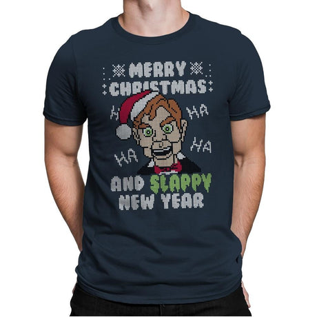 Slappy New Year! - Ugly Holiday - Mens Premium T-Shirts RIPT Apparel Small / Indigo