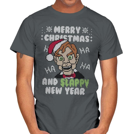 Slappy New Year! - Ugly Holiday - Mens T-Shirts RIPT Apparel Small / Charcoal