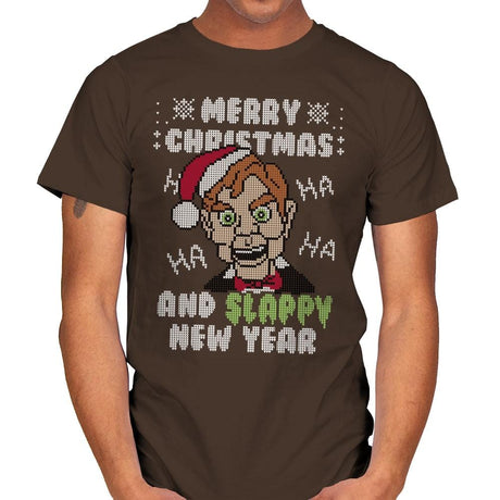 Slappy New Year! - Ugly Holiday - Mens T-Shirts RIPT Apparel Small / Dark Chocolate