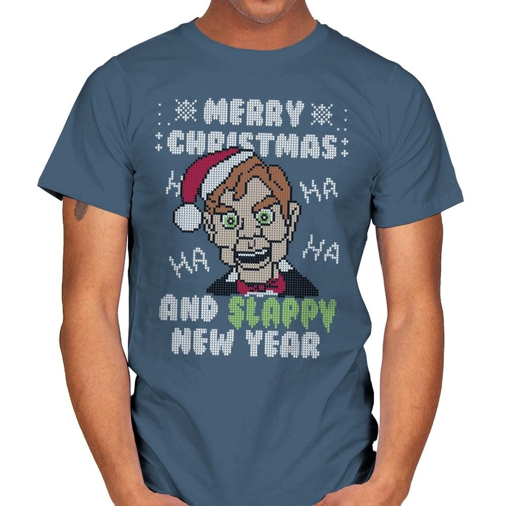 Slappy New Year! - Ugly Holiday - Mens T-Shirts RIPT Apparel Small / Indigo Blue