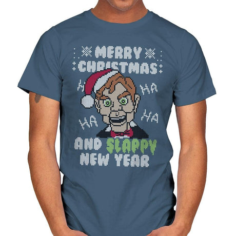 Slappy New Year! - Ugly Holiday - Mens T-Shirts RIPT Apparel Small / Indigo Blue