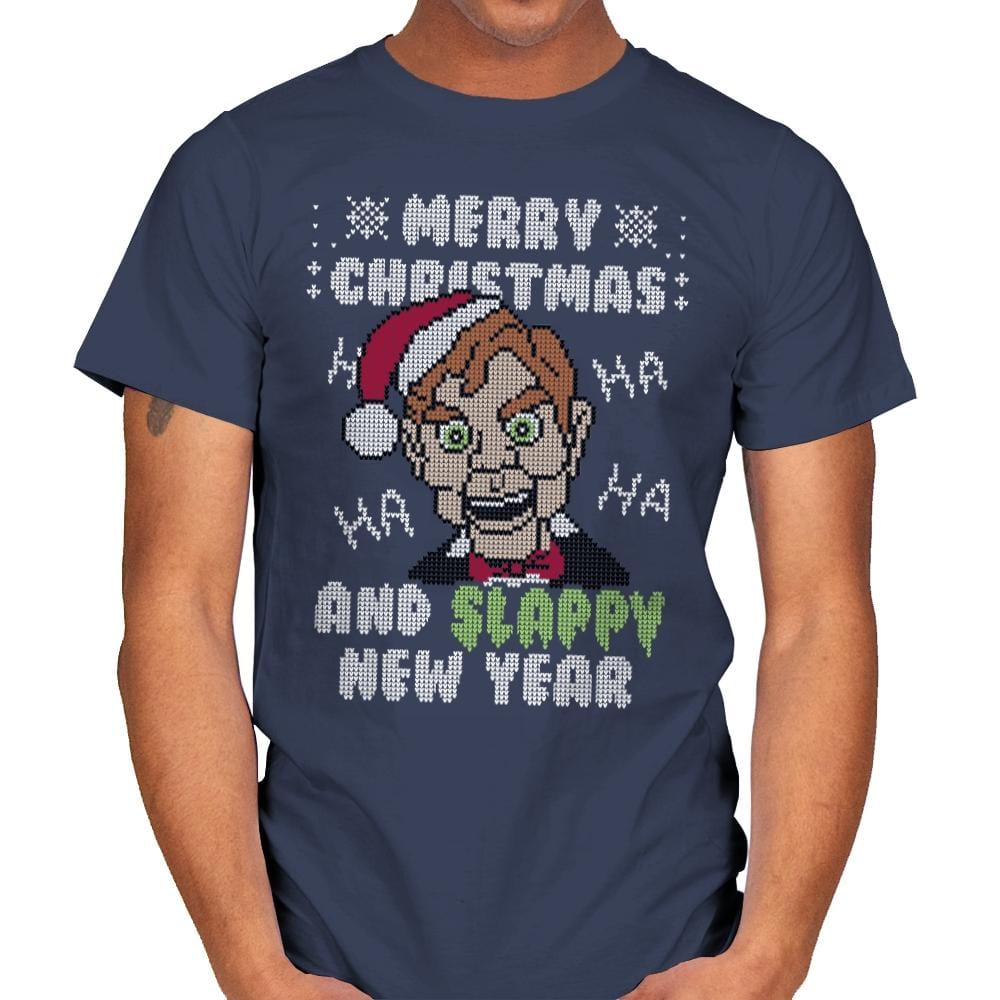 Slappy New Year! - Ugly Holiday - Mens T-Shirts RIPT Apparel Small / Navy