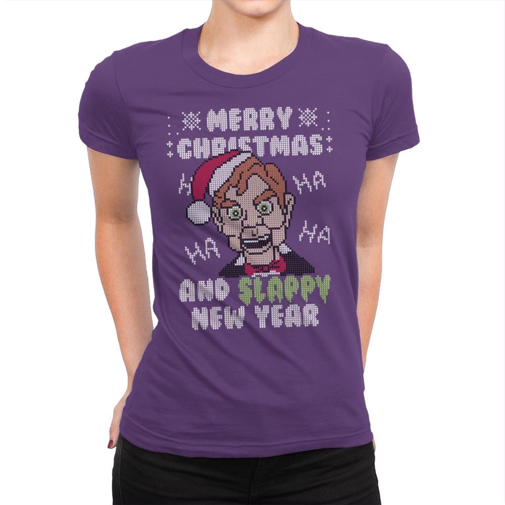 Slappy New Year! - Ugly Holiday - Womens Premium T-Shirts RIPT Apparel Small / Purple Rush