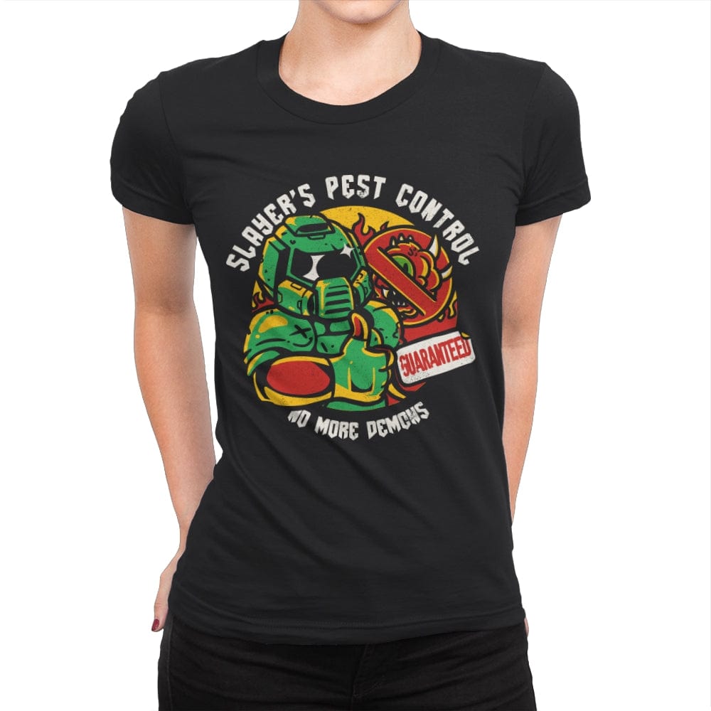 Slayer's Pest Control - Womens Premium T-Shirts RIPT Apparel Small / Black