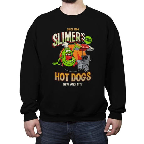 Slimer's Hot Dogs - Crew Neck Sweatshirt Crew Neck Sweatshirt RIPT Apparel Small / Black