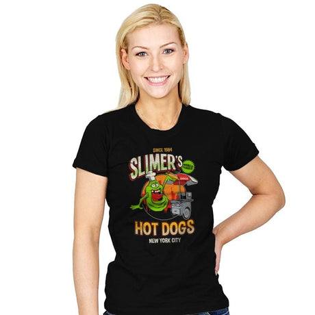 Slimer's Hot Dogs - Womens T-Shirts RIPT Apparel Small / Black