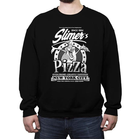 Slimer's Pizza - Crew Neck Sweatshirt Crew Neck Sweatshirt RIPT Apparel
