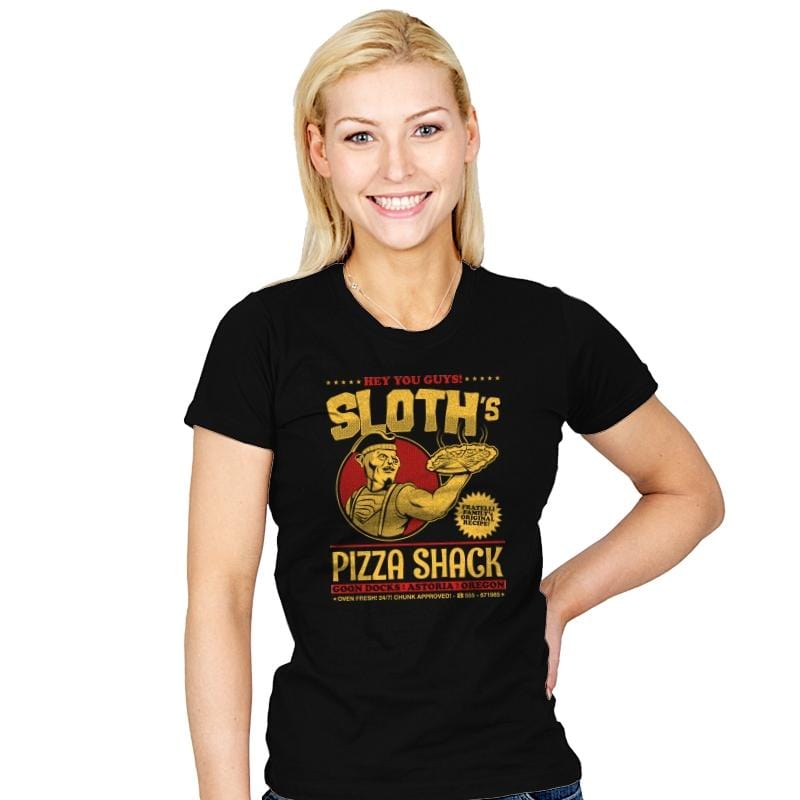 Sloth's Pizza Shack - Womens T-Shirts RIPT Apparel Small / Black
