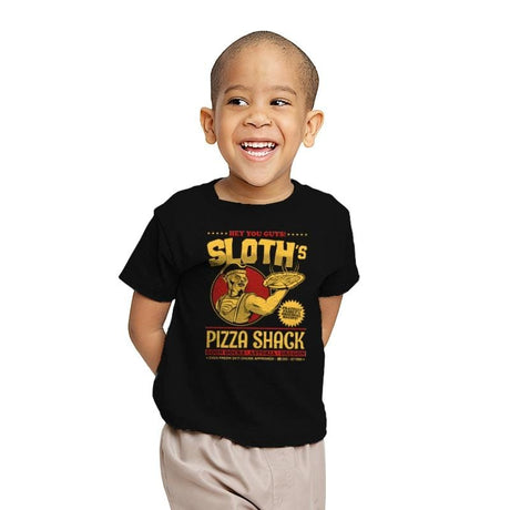 Sloth's Pizza Shack - Youth T-Shirts RIPT Apparel X-small / Black