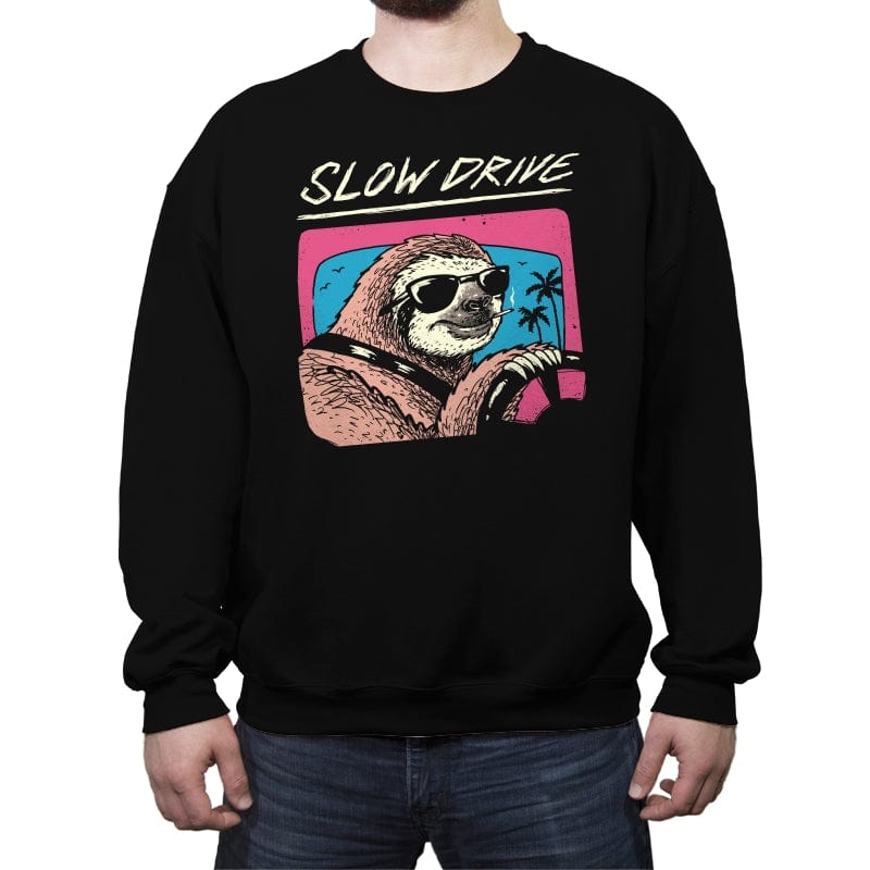 Slow Drive - Crew Neck Sweatshirt Crew Neck Sweatshirt RIPT Apparel Small / Black