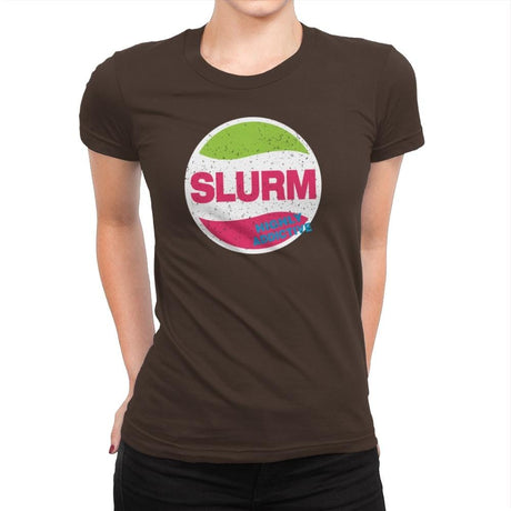 Slurmy - Womens Premium T-Shirts RIPT Apparel Small / Dark Chocolate