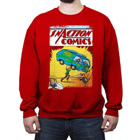 Snaction Comics - Crew Neck Sweatshirt Crew Neck Sweatshirt RIPT Apparel Small / Red