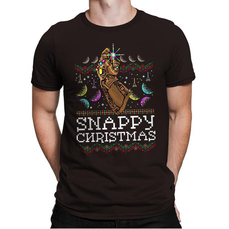 Snappy Christmas - Mens Premium T-Shirts RIPT Apparel Small / Dark Chocolate