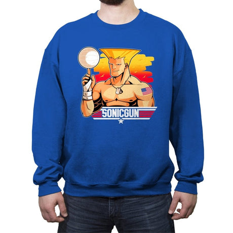 Sonic Gun - Crew Neck Sweatshirt Crew Neck Sweatshirt RIPT Apparel Small / Royal