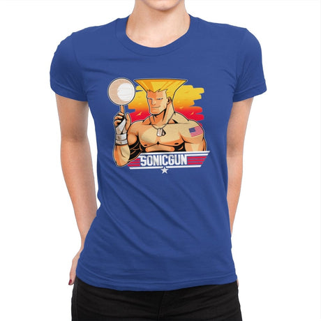 Sonic Gun - Womens Premium T-Shirts RIPT Apparel Small / Royal