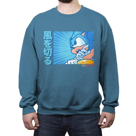 Sonic Racer - Crew Neck Sweatshirt Crew Neck Sweatshirt RIPT Apparel Small / Indigo Blue