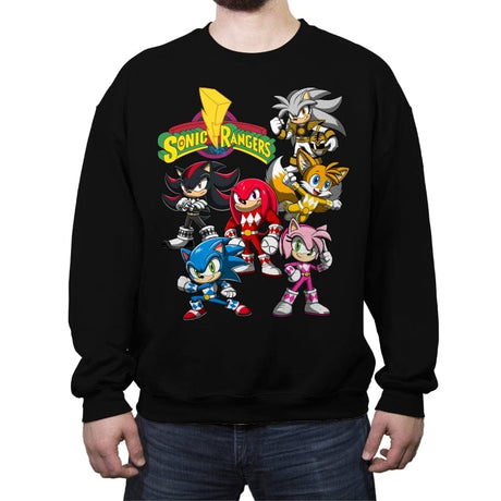 Sonic Rangers - Crew Neck Sweatshirt Crew Neck Sweatshirt RIPT Apparel Small / Black