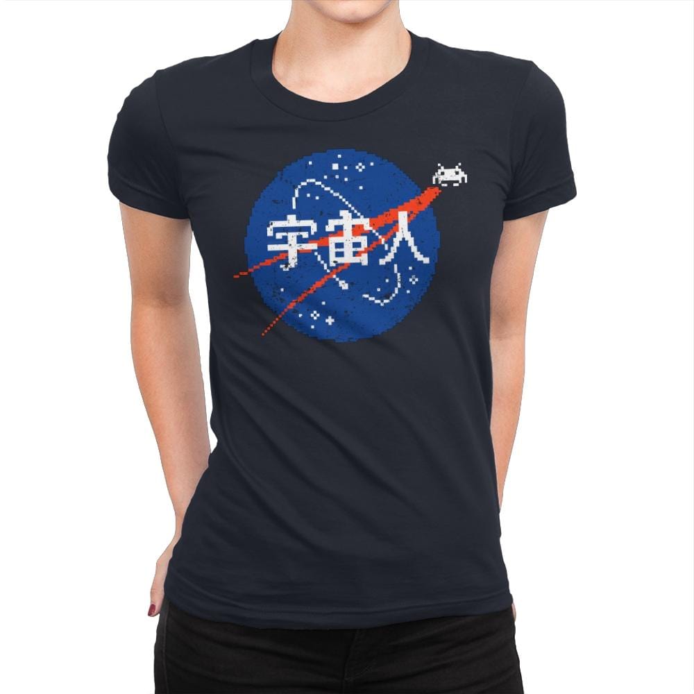 Space Alien - Womens Premium T-Shirts RIPT Apparel Small / Midnight Navy