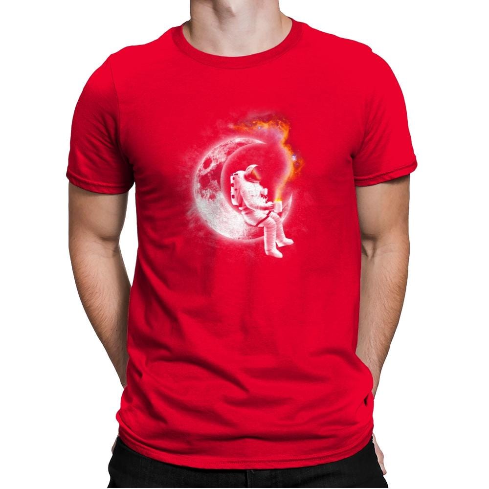 Space Coffee Break - Mens Premium T-Shirts RIPT Apparel Small / Red