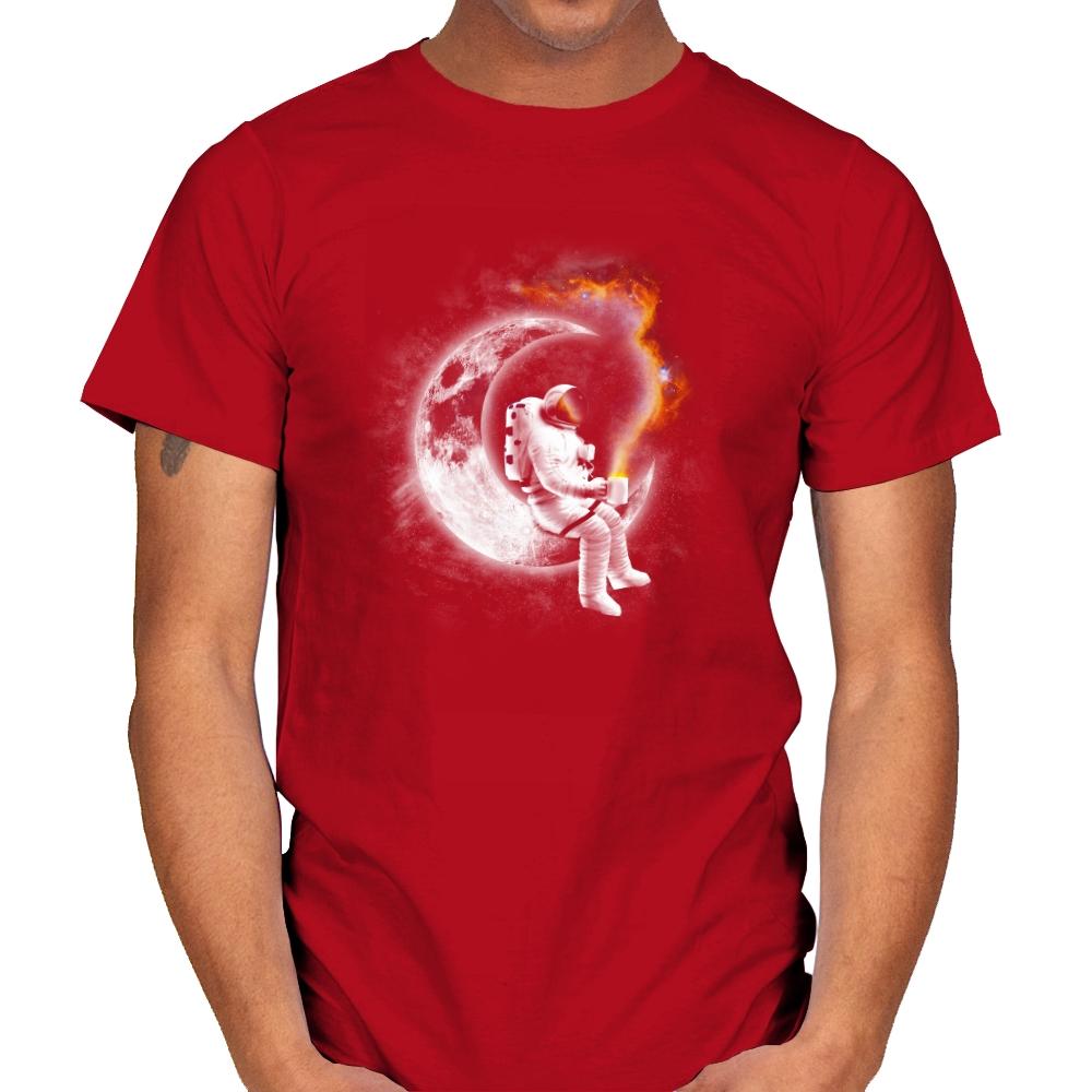 Space Coffee Break - Mens T-Shirts RIPT Apparel Small / Red