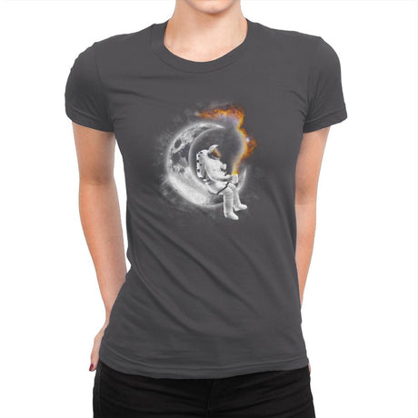 Space Coffee Break - Womens Premium T-Shirts RIPT Apparel Small / Heavy Metal