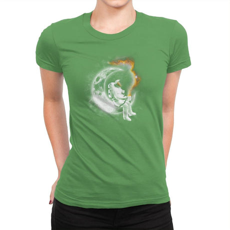 Space Coffee Break - Womens Premium T-Shirts RIPT Apparel Small / Kelly